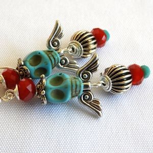 Sugar Skull Day of the Dead Earrings Frida Kahlo